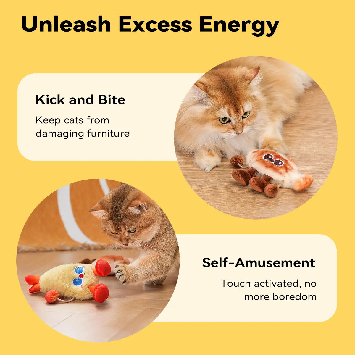 Jumpyshrimp Taiyaki Interactive Electric Pet Toy with Rechargeable Built-In Motor