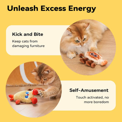 Jumpyshrimp Taiyaki Interactive Electric Pet Toy with Rechargeable Built-In Motor
