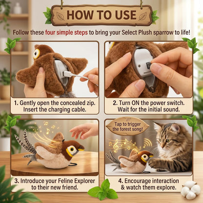 Interactive Flapping & Chirping Bird Toy for Cats and Small Dogs (No Flying) (Large 9X3")