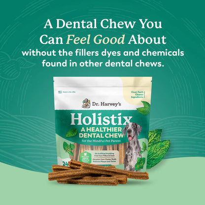 Dental Chews for Dogs Teeth Cleaning & Fresh Breath Treats Sweet Potato Mint Flavor (24 Sticks)