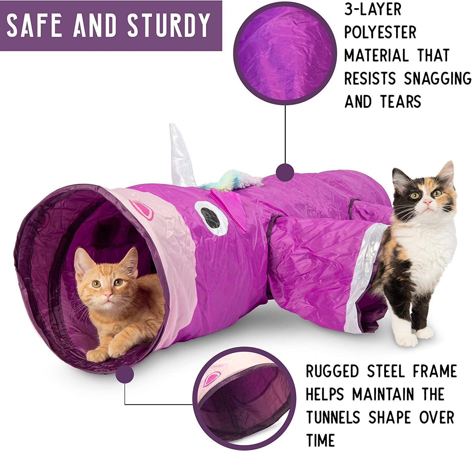 Unicorn Pet Tunnel Boredom Relief with Crinkle Feather String