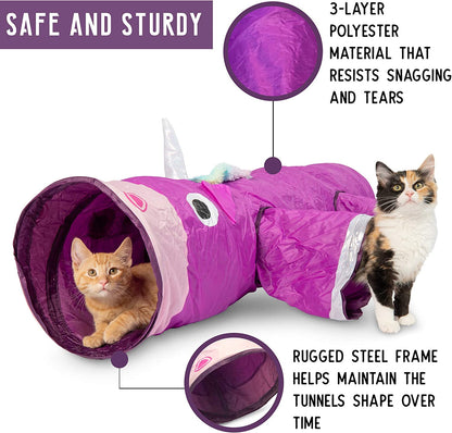 Unicorn Pet Tunnel Boredom Relief with Crinkle Feather String