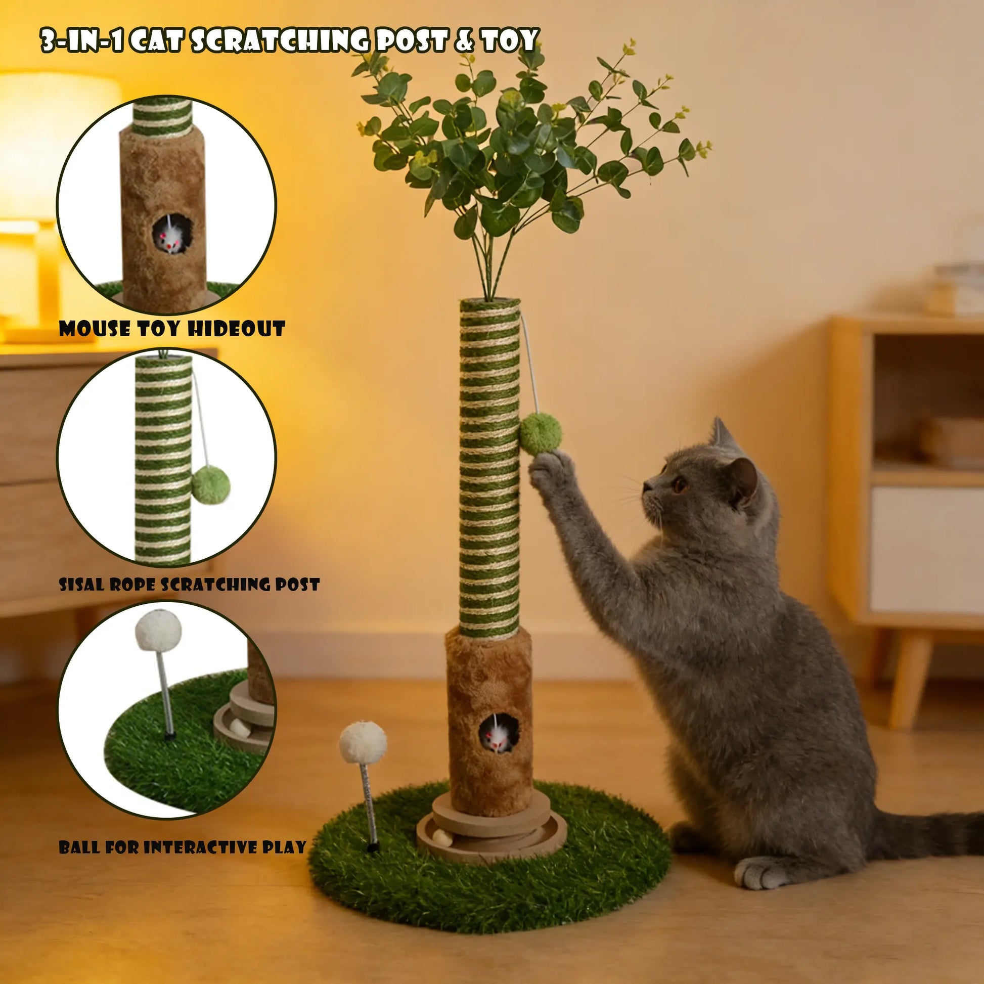 Interactive Scratching Tree with Hanging Ball & Mouse 