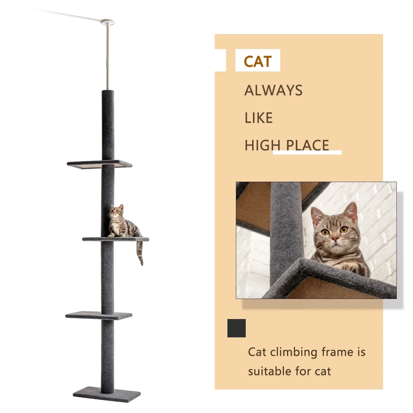 Tall Adjustable 4 Tier Tree Tower for Cat Climbing 