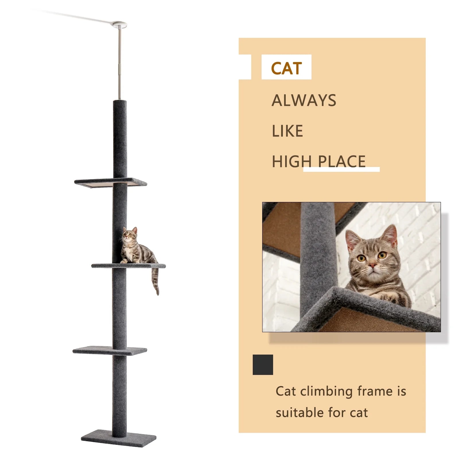 Tall Adjustable 4 Tier Tree Tower for Cat Climbing 