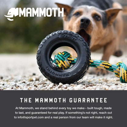 Rubber Tirebiter Dog Toy with Cottonblend Assorted Color Rope