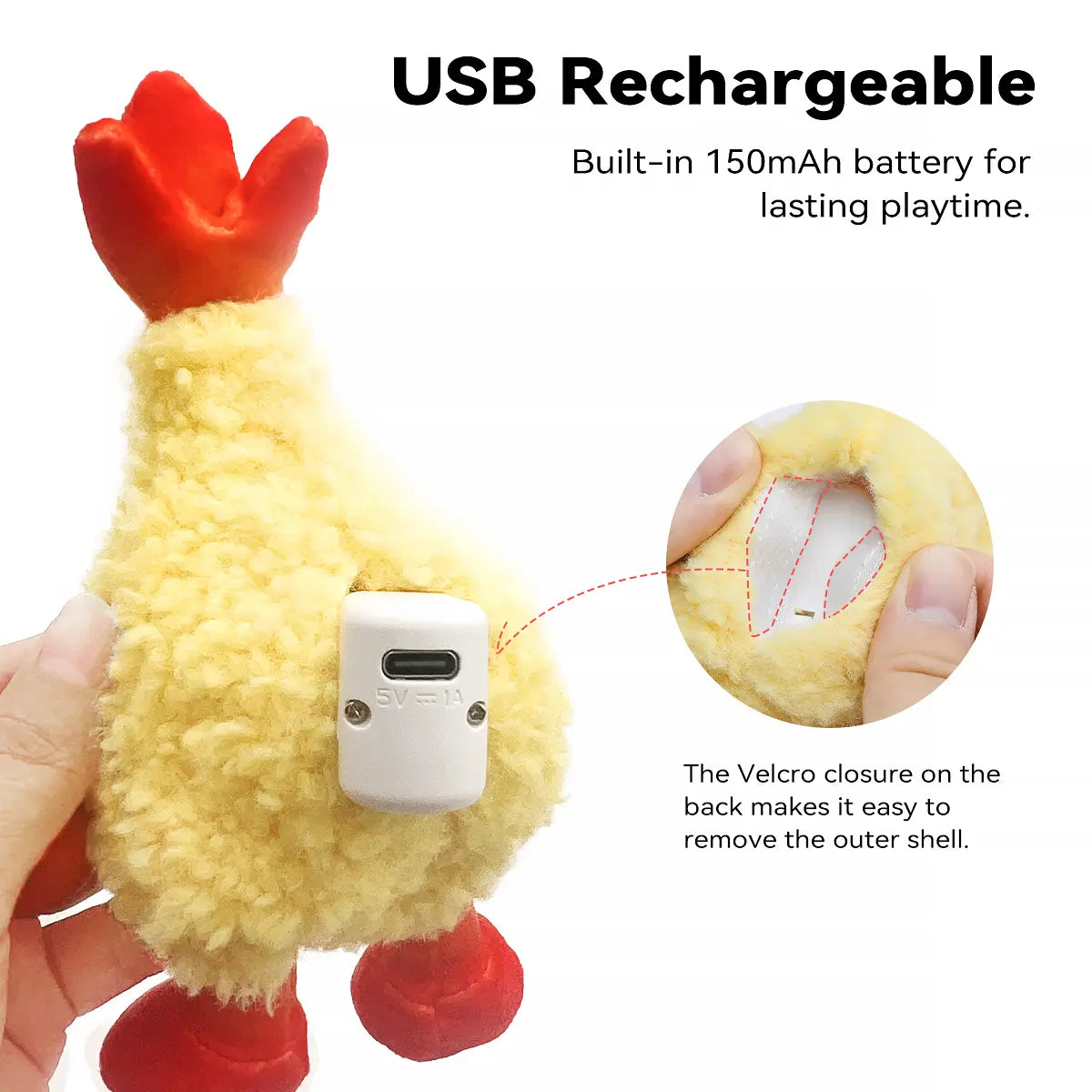 Jumpyshrimp Taiyaki Interactive Electric Pet Toy with Rechargeable Built-In Motor