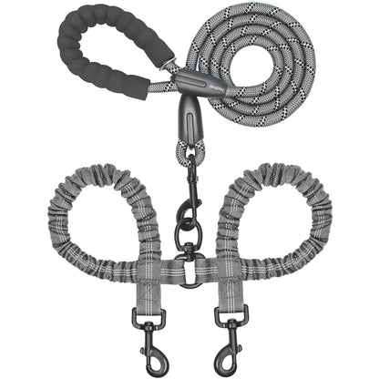  Dual 360 Swivel No Tangle Pet Leash Shock Absorbing Bungee 