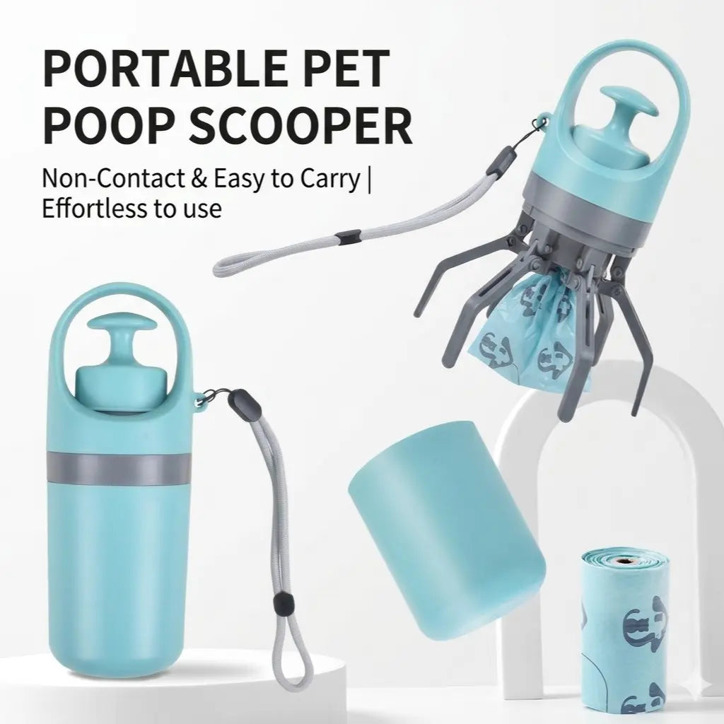 Portable Touchless Pet Poop Grabber (Includes 1 Roll Trash Bags)
