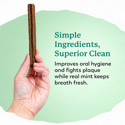 Dental Chews for Dogs Teeth Cleaning & Fresh Breath Treats Sweet Potato Mint Flavor (24 Sticks)