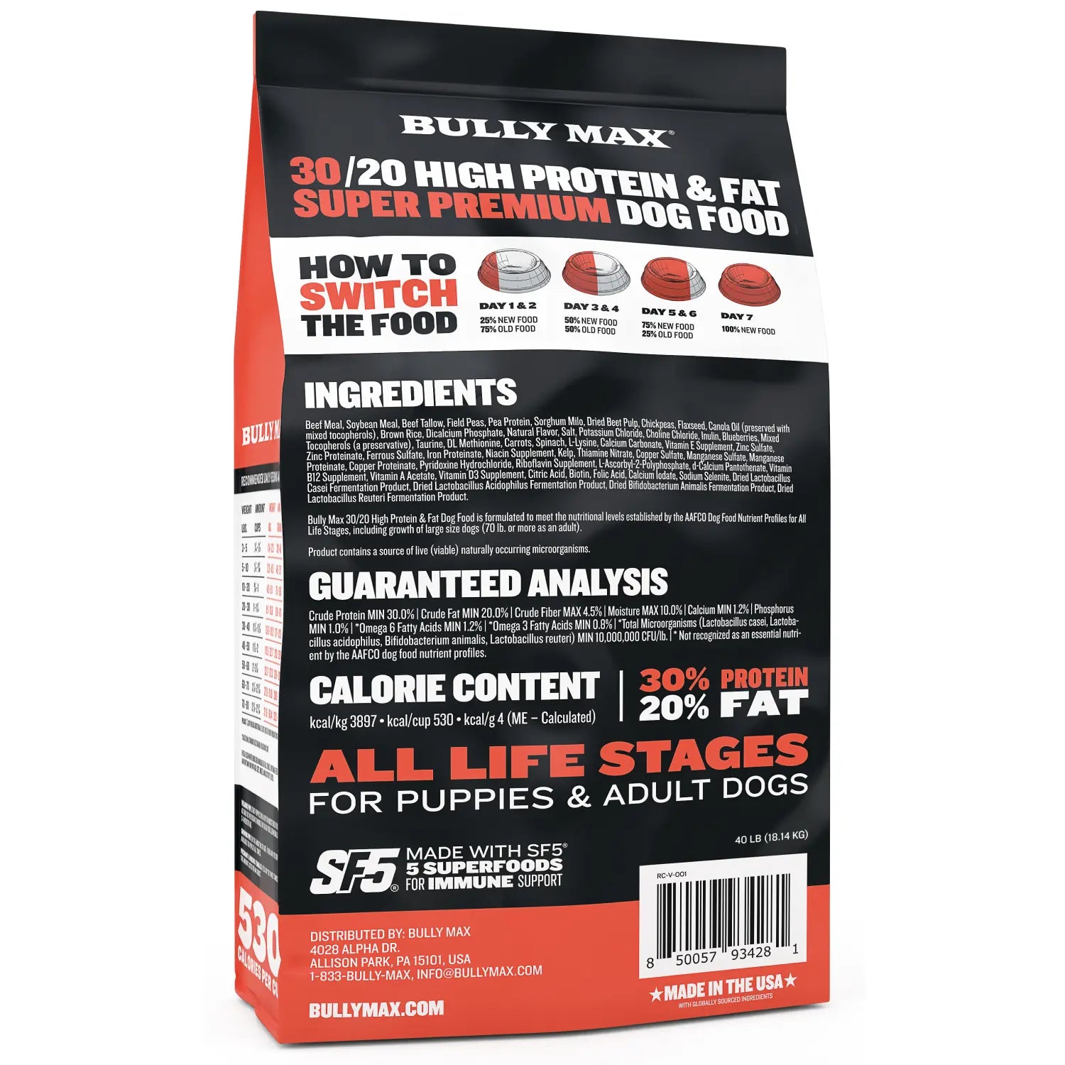 Bully Max 30/20 High Protein Beef Dog Food 15 Lbs - High Performance Filler-Free Formula - Supports Muscle Gain & Health - 530 Calories per Cup - No Corn, Wheat, or By-Products