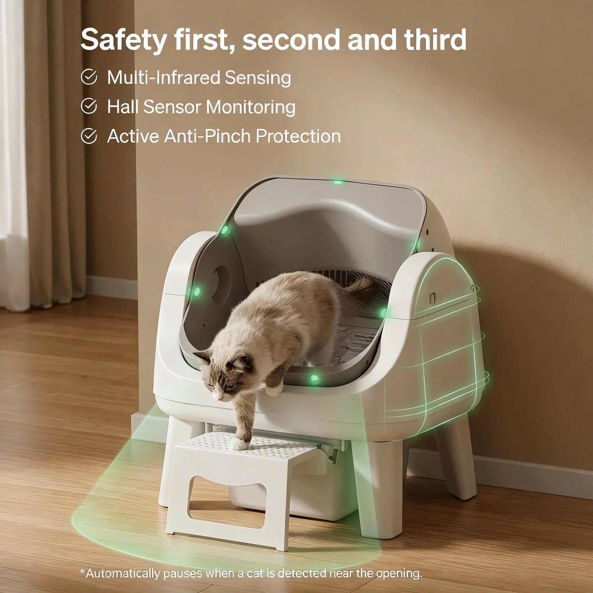 Petpivot Autoscooper 12 Lite Open Top Self Cleaning Cat Litter Box, Automatic Litter Box with 7 Pairs of Safety Sensors, Anti-Pinch Protection, Easy Access Step for Senior Cats Tiktokshopspringglowup