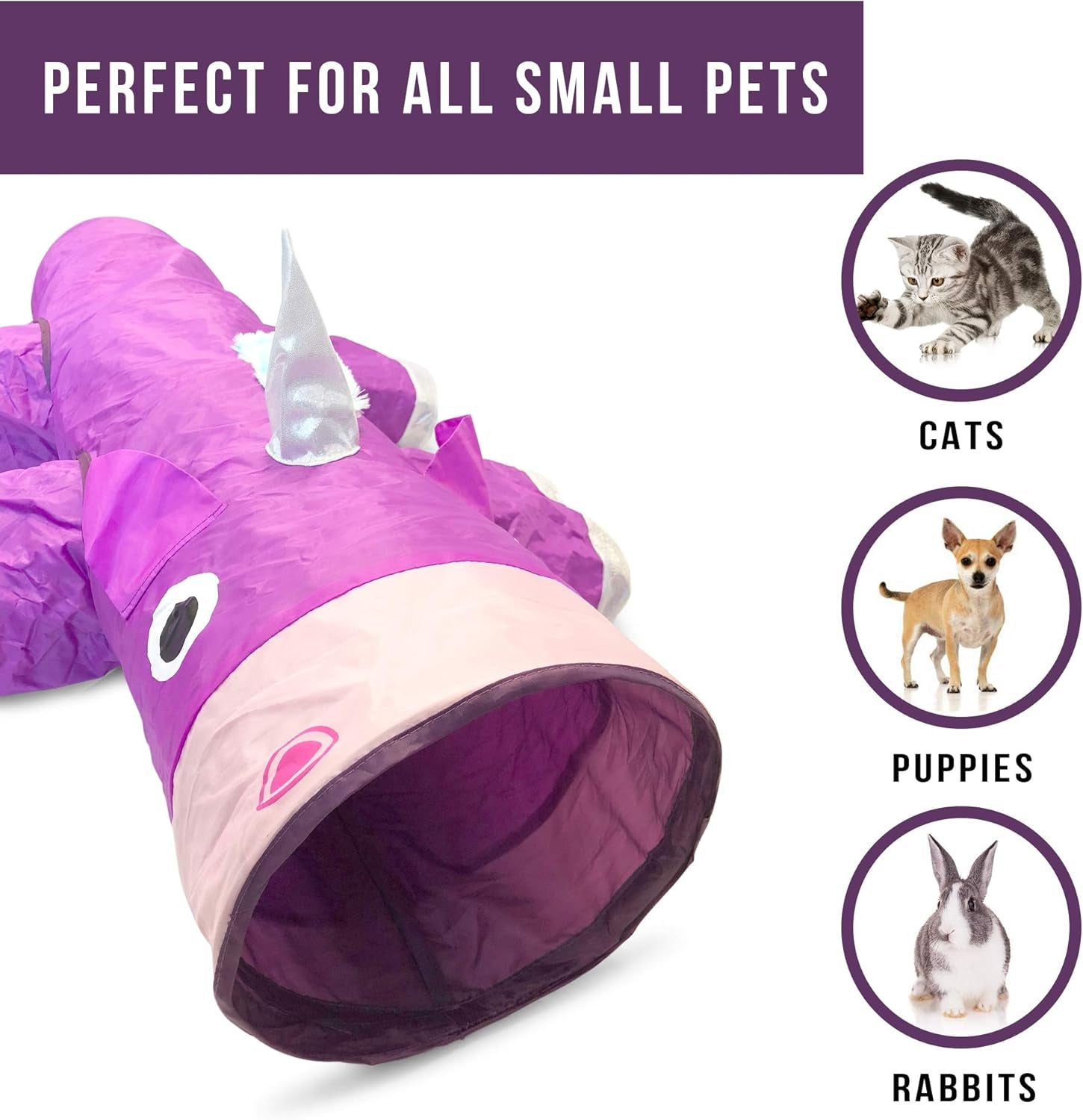 Unicorn Pet Tunnel Boredom Relief with Crinkle Feather String