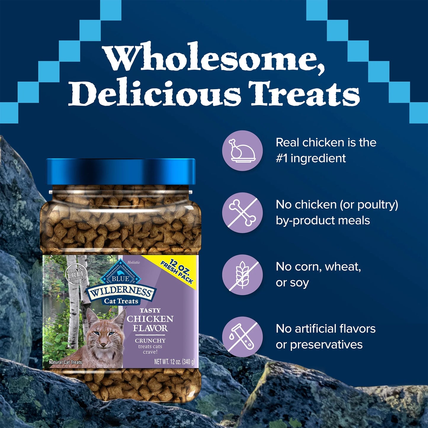 Wilderness Crunchy Cat Treats Chicken Flavor (12oz)