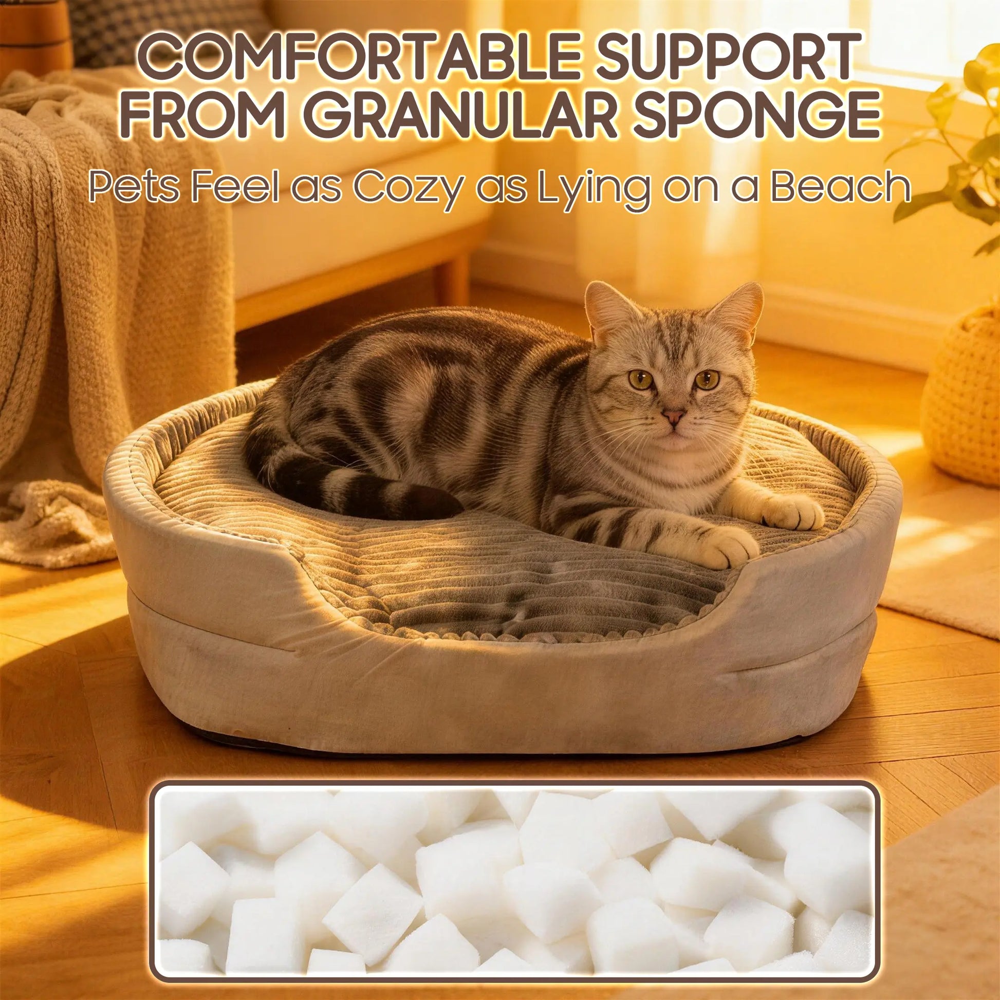 Orthopedic Pet Bed with Non-Slip Bottom (Washable)