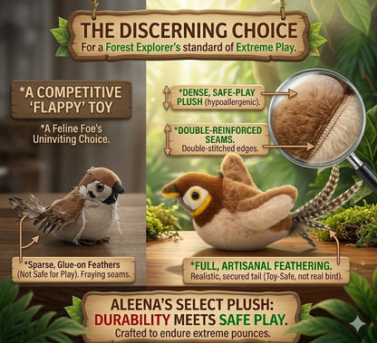 Interactive Flapping & Chirping Bird Toy for Cats and Small Dogs (No Flying) (Large 9X3")