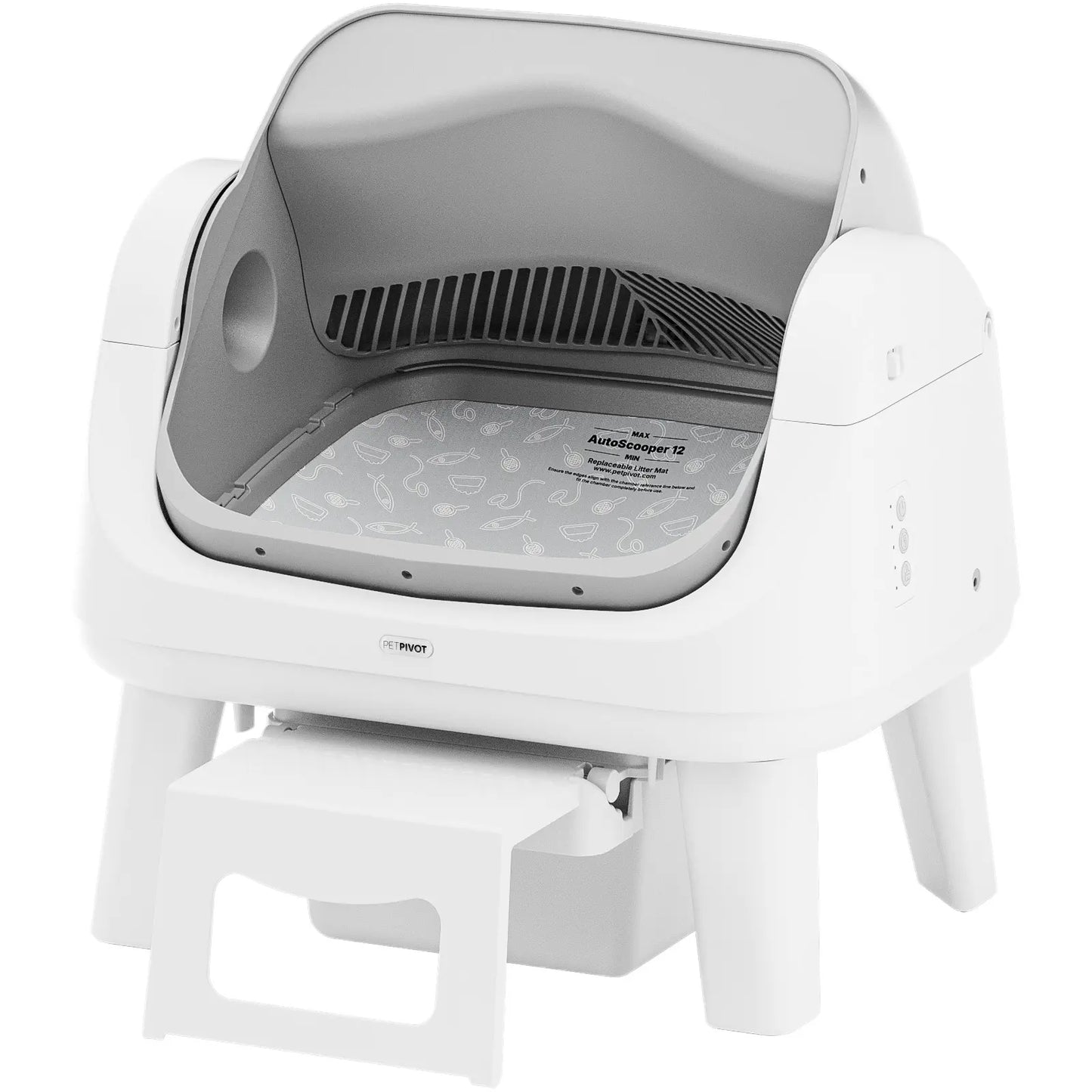 Petpivot Autoscooper 12 Lite Open Top Self Cleaning Cat Litter Box, Automatic Litter Box with 7 Pairs of Safety Sensors, Anti-Pinch Protection, Easy Access Step for Senior Cats Tiktokshopspringglowup
