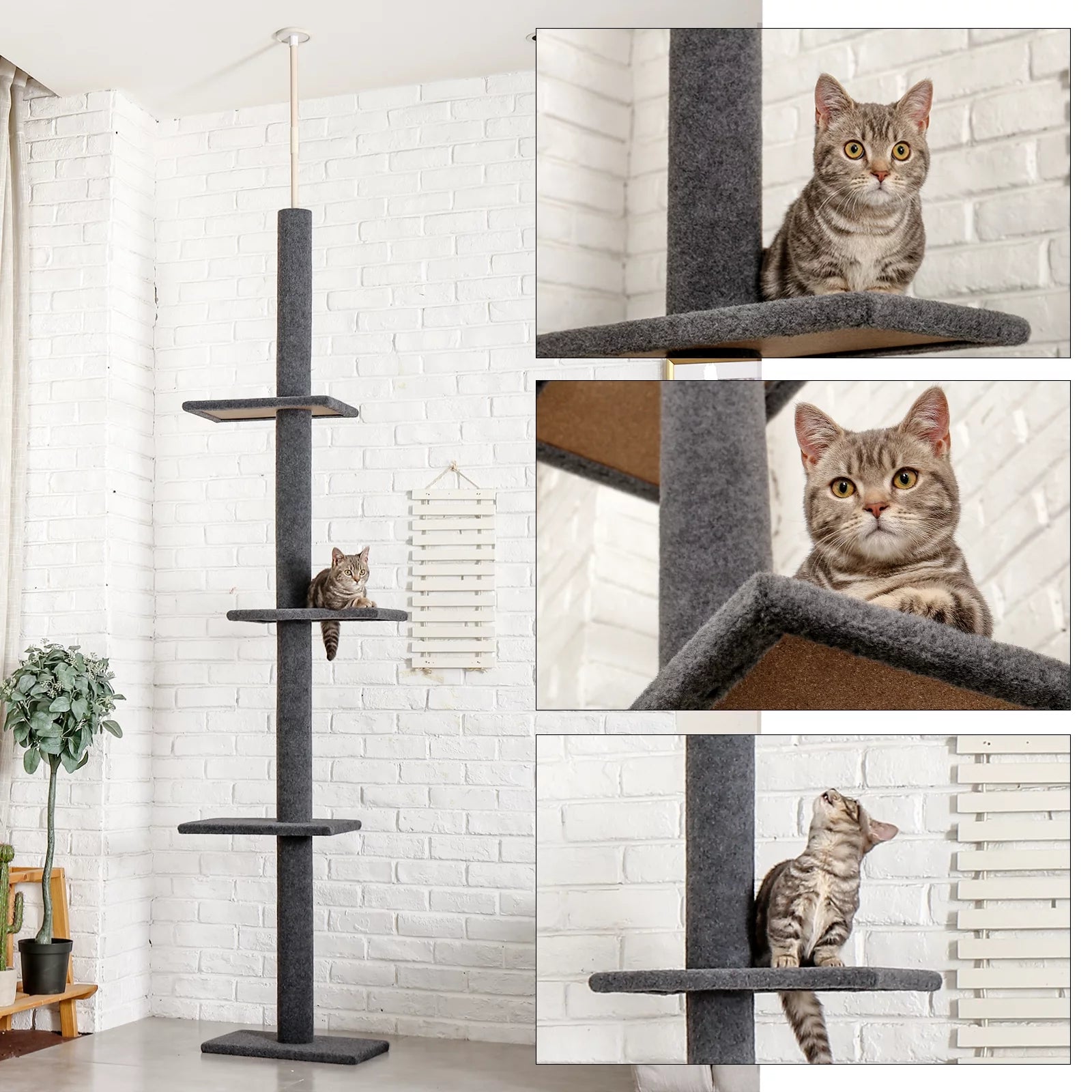 Tall Adjustable 4 Tier Tree Tower for Cat Climbing 
