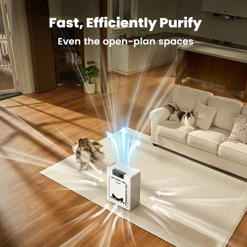 Air Purifiers for Home Pets, 3-In-1 Washable HEPA Filter, Dual-Sided Filter with 200G Activated Carbon, Allergen Relief & Odor Removal