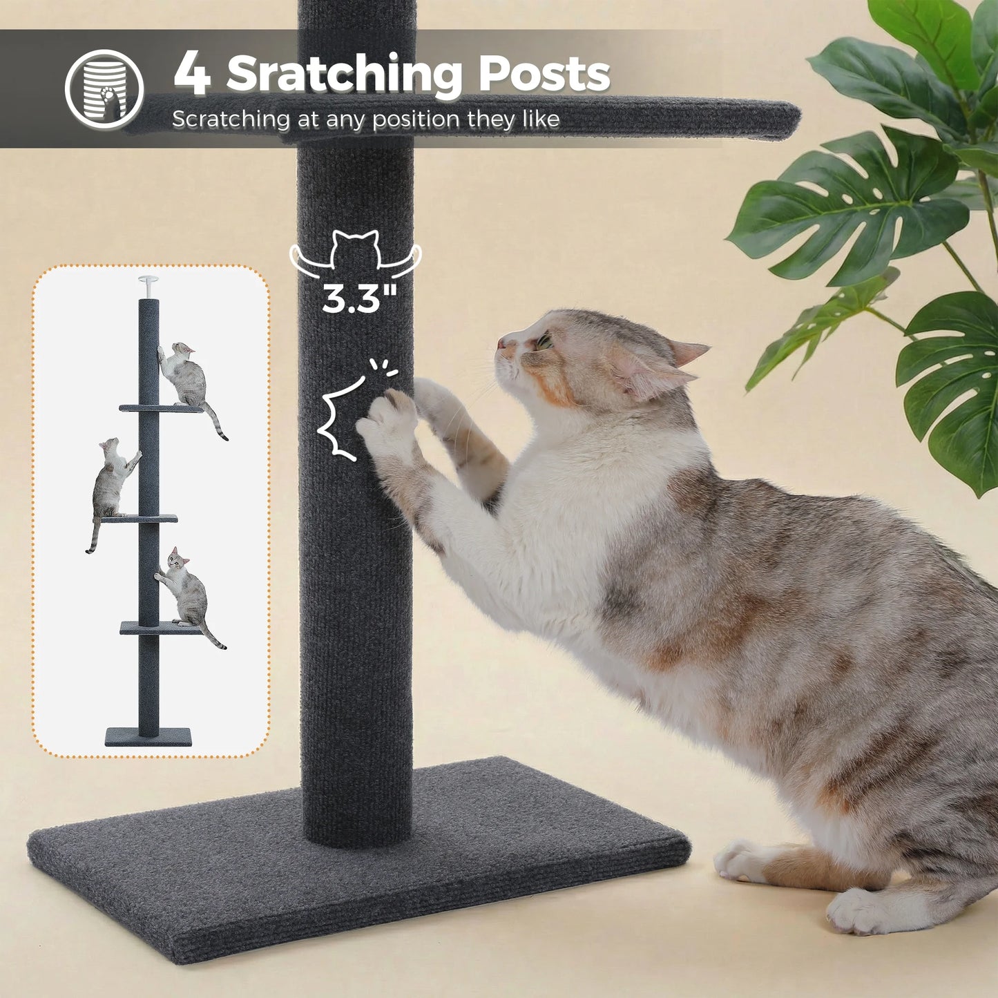 Tall Adjustable 4 Tier Tree Tower for Cat Climbing 