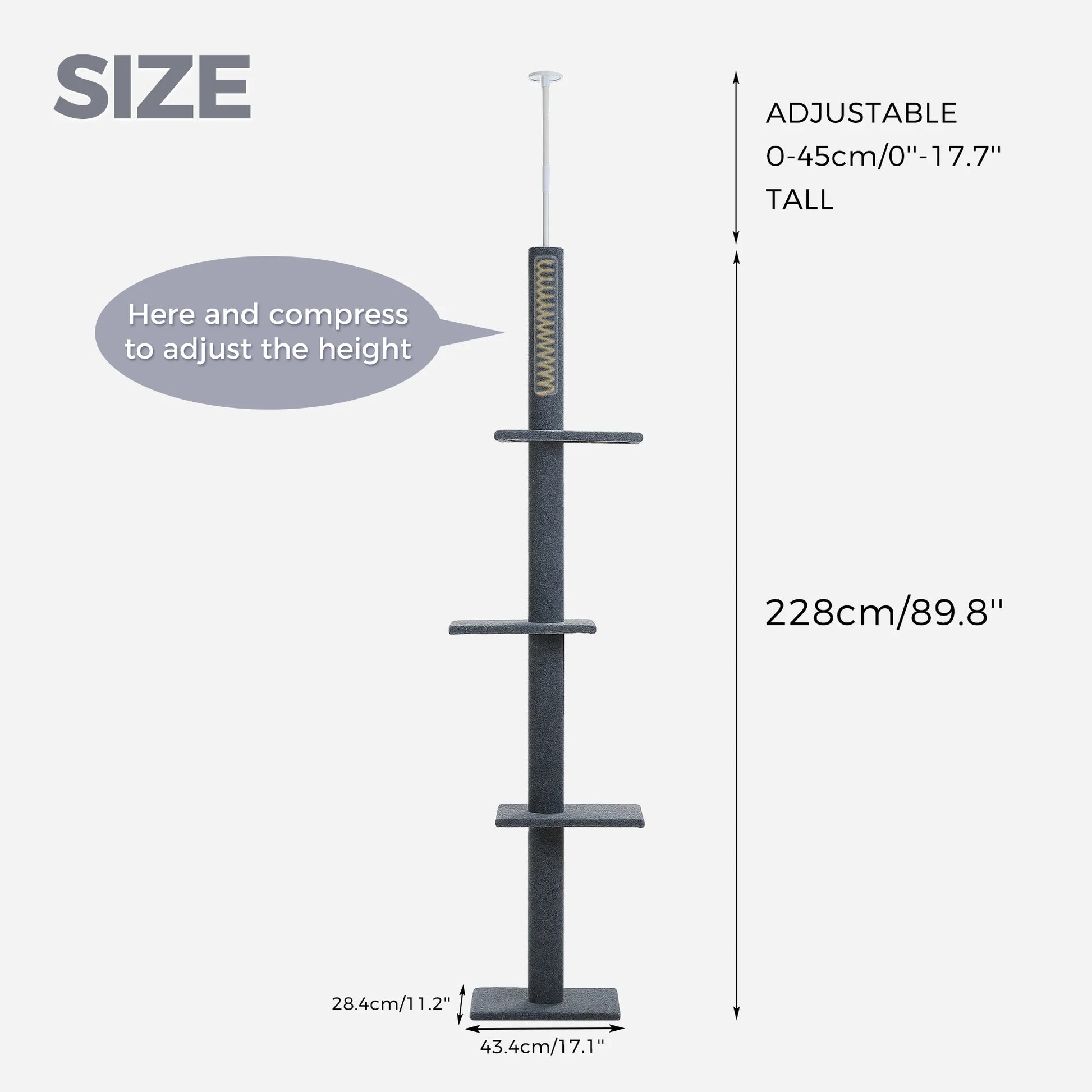 Tall Adjustable 4 Tier Tree Tower for Cat Climbing 