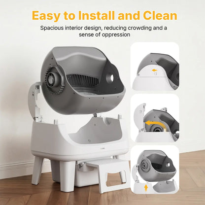 Petpivot Autoscooper 12 Lite Open Top Self Cleaning Cat Litter Box, Automatic Litter Box with 7 Pairs of Safety Sensors, Anti-Pinch Protection, Easy Access Step for Senior Cats Tiktokshopspringglowup