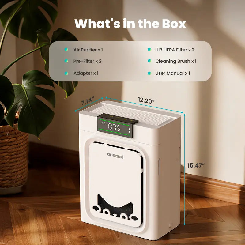 Air Purifiers for Home Pets, 3-In-1 Washable HEPA Filter, Dual-Sided Filter with 200G Activated Carbon, Allergen Relief & Odor Removal