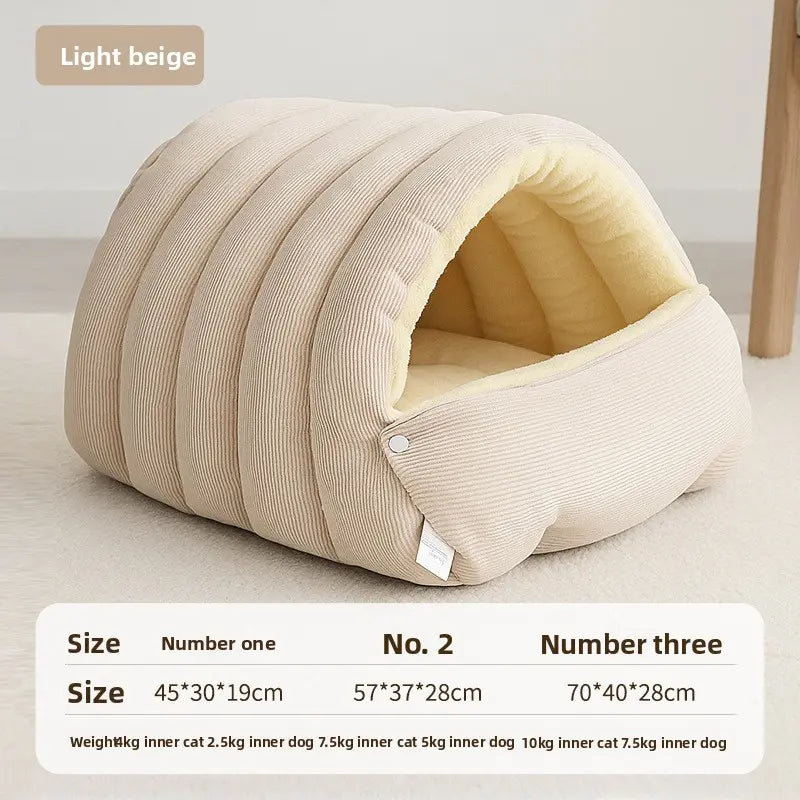 Semi-Enclosed Plush Fabric Nest for Pets 