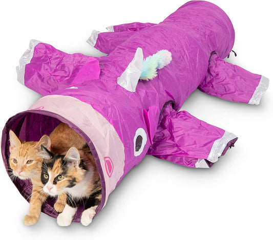 Unicorn Pet Tunnel Boredom Relief with Crinkle Feather String
