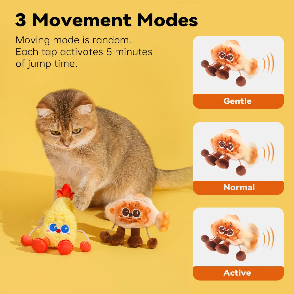 Jumpyshrimp Taiyaki Interactive Electric Pet Toy with Rechargeable Built-In Motor