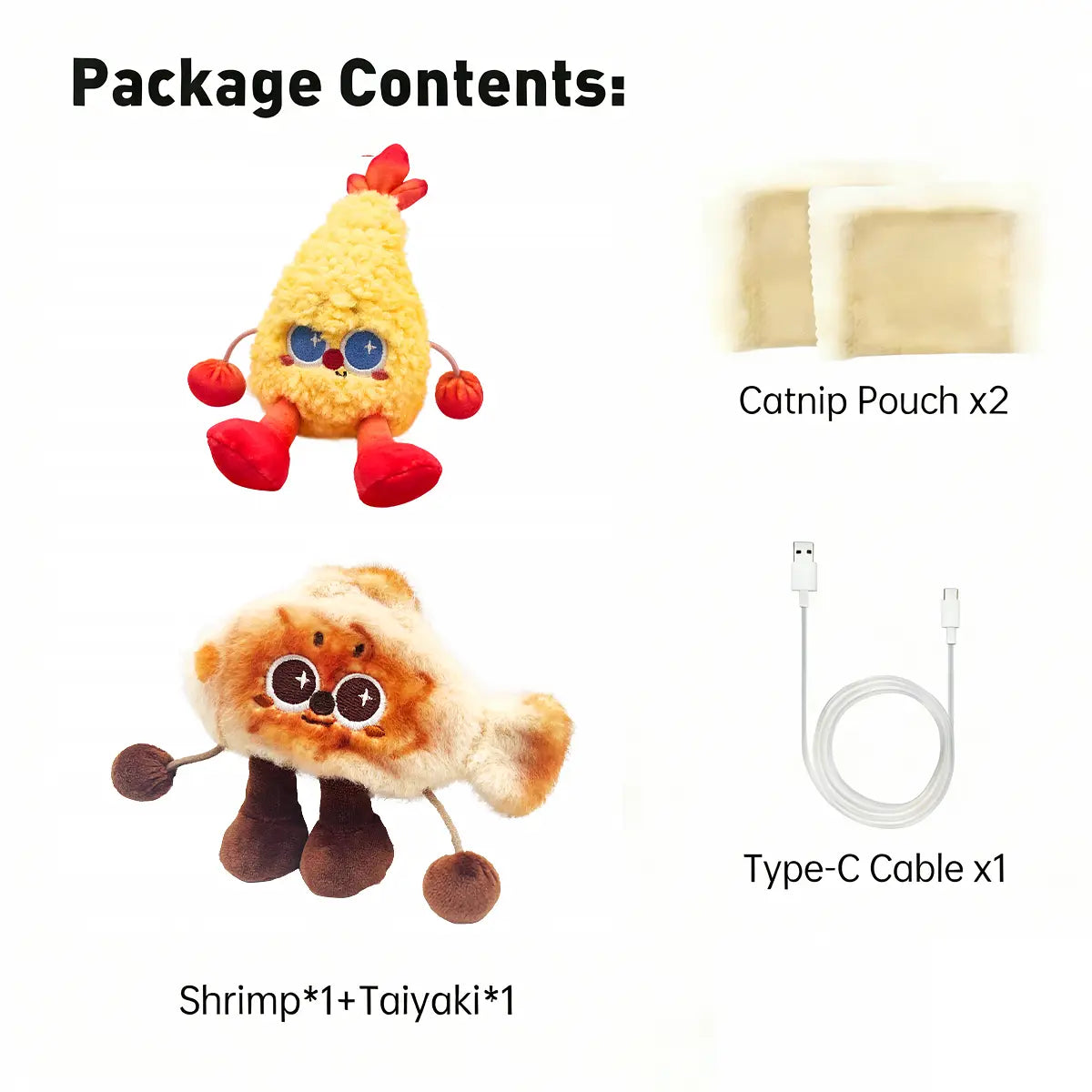 Jumpyshrimp Taiyaki Interactive Electric Pet Toy with Rechargeable Built-In Motor