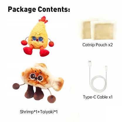Jumpyshrimp Taiyaki Interactive Electric Pet Toy with Rechargeable Built-In Motor