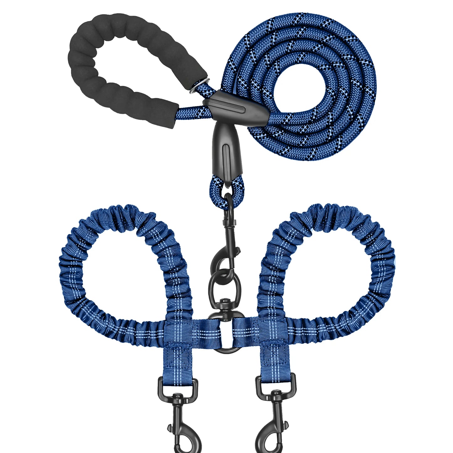  Dual 360 Swivel No Tangle Pet Leash Shock Absorbing Bungee 