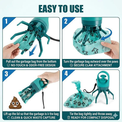 Portable Touchless Pet Poop Grabber (Includes 1 Roll Trash Bags)