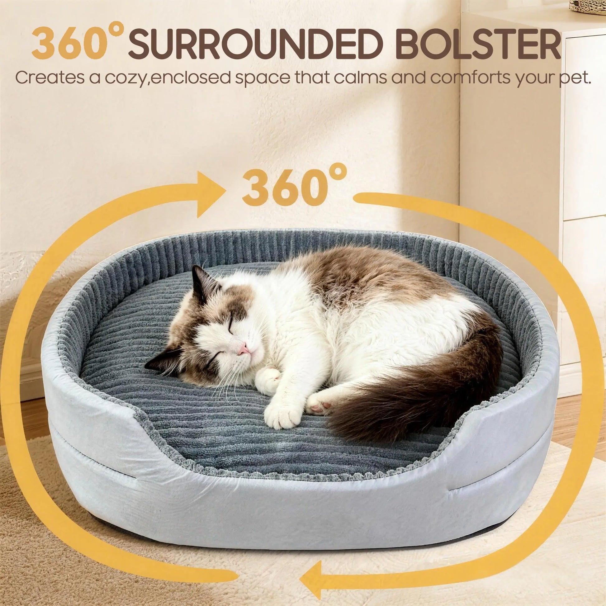 Orthopedic Pet Bed with Non-Slip Bottom (Washable)